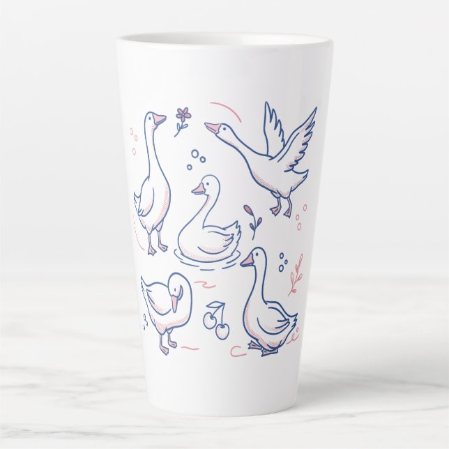 Taza De Café Latte Patrón de ganso divertido (Anverso)