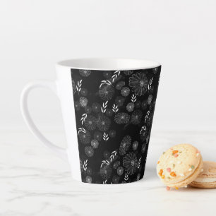 Taza De Café Latte Patrón de garrapatas de flores silvestres Latte Mu