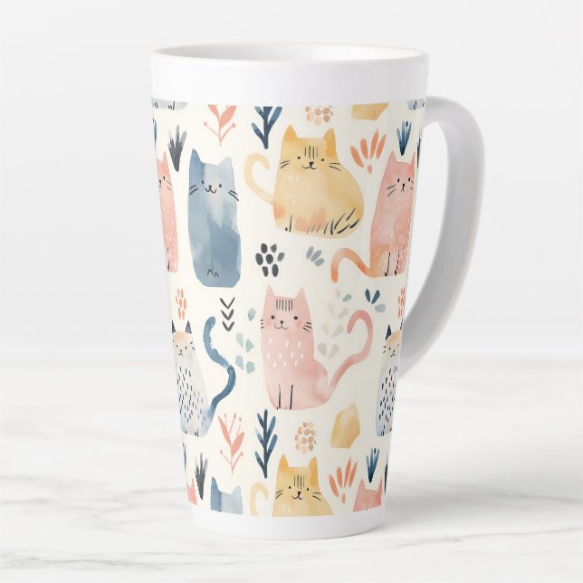 Taza De Café Latte Patrón de gato pastel (Ángulo derecho)