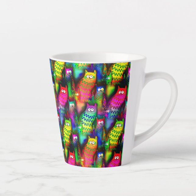 Taza De Café Latte Patrón de gatos divertidos-54578 (Derecha)