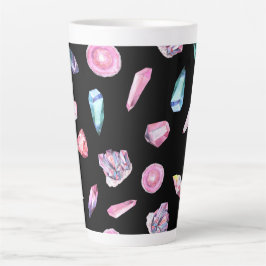 Taza De Café Latte Patrón de geodas y cristales de acuarela