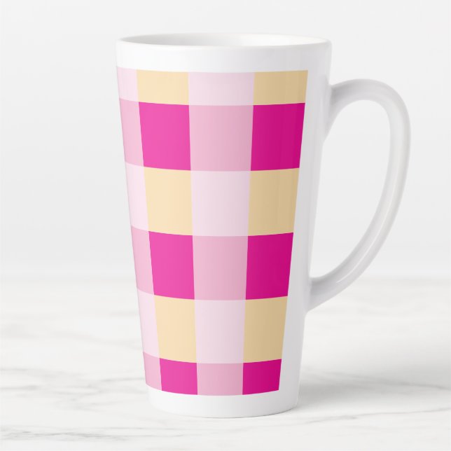 Taza De Café Latte Patrón de Gingham (Derecha)