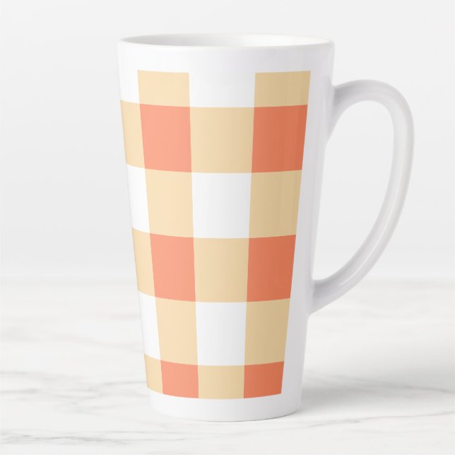 Taza De Café Latte Patrón de Gingham (Derecha)