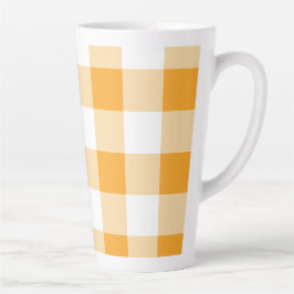 Taza De Café Latte Patrón de Gingham amarillo