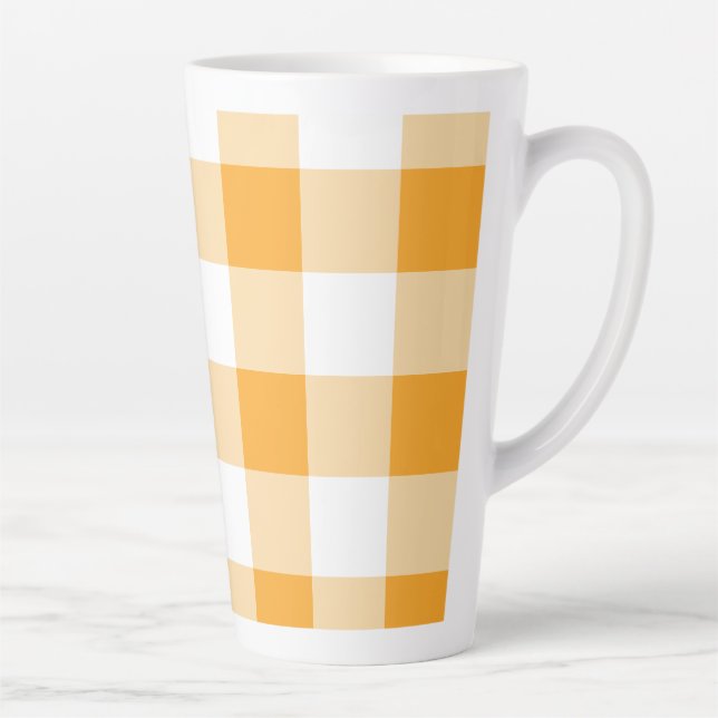 Taza De Café Latte Patrón de Gingham amarillo (Derecha)
