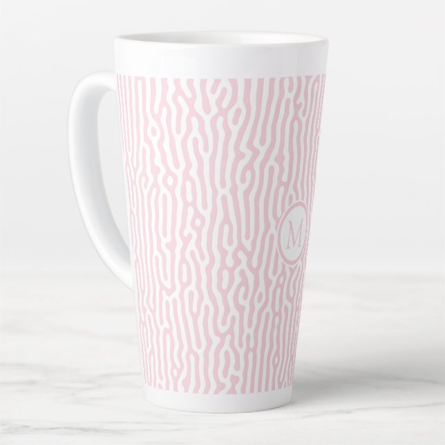 Taza De Café Latte Patrón de giro rosa y blanco (Ángulo izquierdo)