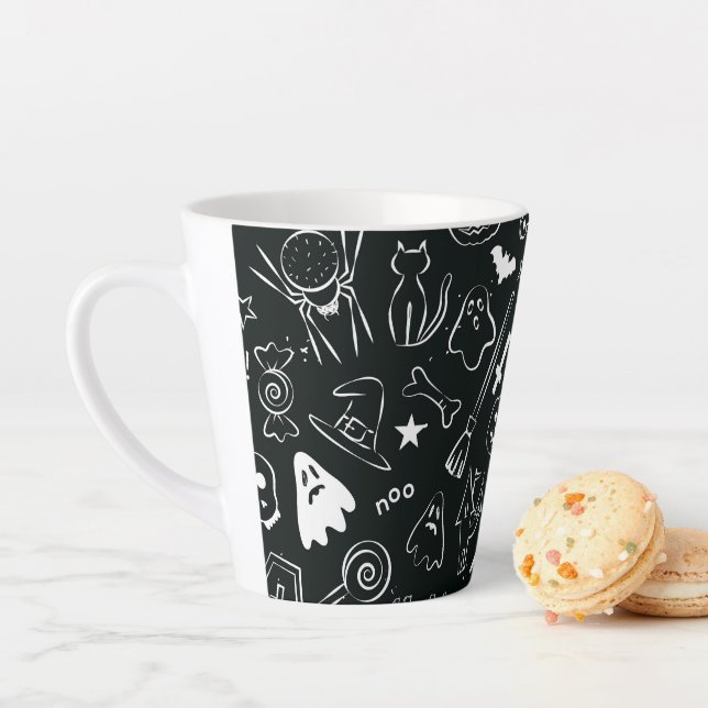 Taza De Café Latte Patrón de Halloween 1 (In situ)