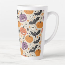 Taza De Café Latte Patrón de Halloween y otoño