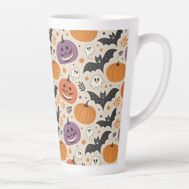 Taza De Café Latte Patrón de Halloween y otoño (Derecha)