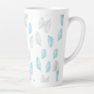 Taza De Café Latte Patrón de hojas azules y grises