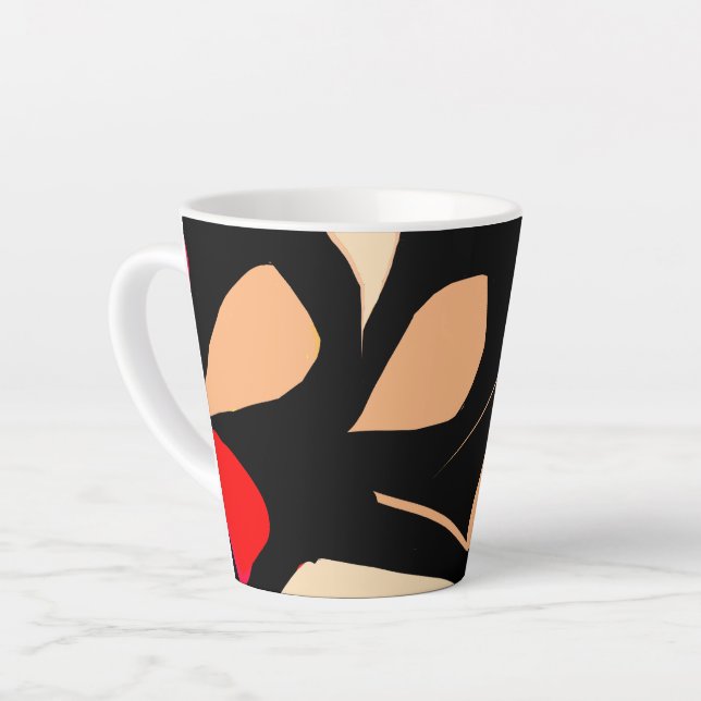 Taza De Café Latte Patrón de hojas Latte Mug (Ángulo izquierdo)