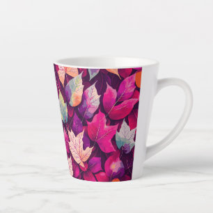 Taza De Café Latte Patrón de hojas otoñales coloridas