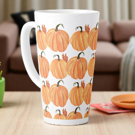 Taza De Café Latte Patrón de hojas otoñales de la calabaza de otoño