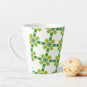 Taza De Café Latte Patrón De Hojas, Patrón De Hojas, Hojas Verdes