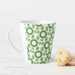 Taza De Café Latte Patrón de hojas, patrón de hojas, hojas verdes