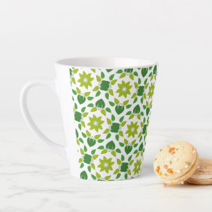 Taza De Café Latte Patrón de hojas, patrón de hojas, hojas verdes