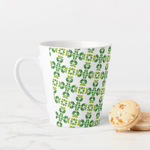 Taza De Café Latte Patrón de hojas, patrón de hojas, hojas verdes