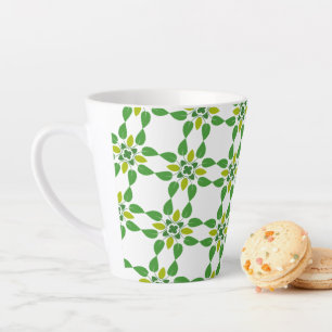 Taza De Café Latte Patrón de hojas, patrón de hojas, hojas verdes