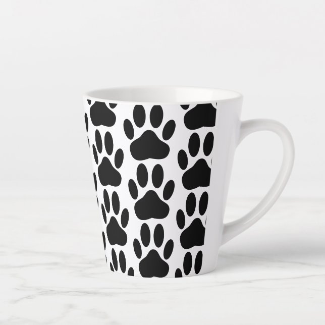 Taza De Café Latte Patrón de huellas de perros (Derecha)