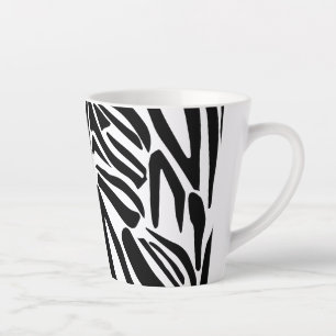 Taza De Café Latte Patrón de impresión de cebra en blanco y negro atr