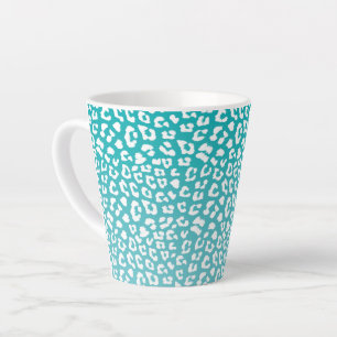 Taza De Café Latte Patrón de impresión de leopardo de color turquesa