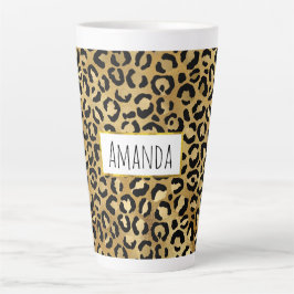 Taza De Café Latte Patrón de impresión Leopardo en oro y negro