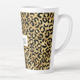 Taza De Café Latte Patrón de impresión Leopardo en oro y negro