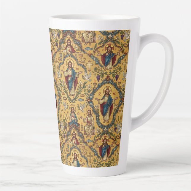Taza De Café Latte Patrón de Jesús (Derecha)