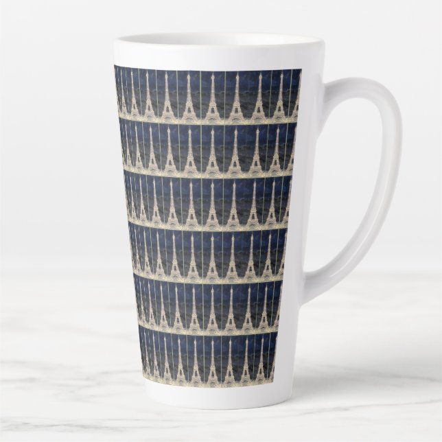 Taza De Café Latte Patrón de la Torre Eiffel (Derecha)