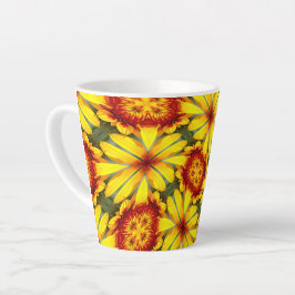 Taza De Café Latte Patrón de las flores doradas