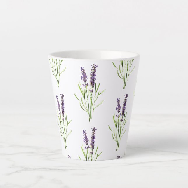Taza De Café Latte Patrón de lavanda de época (Anverso)