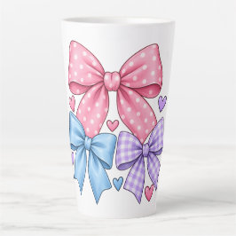 Taza De Café Latte Patrón de lazo de cinta lindo – Lazo rosa azul y p