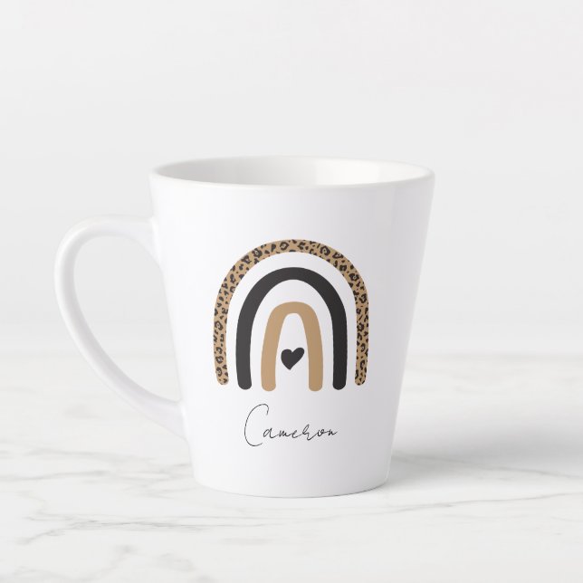 Taza De Café Latte Patrón de leopardo arco iris (Izquierda)