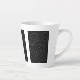 Taza De Café Latte Patrón de líneas estrechas marrones Diseño negro