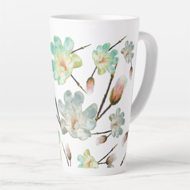 Taza De Café Latte Patrón de Magnolia Latte Mug (Ángulo derecho)