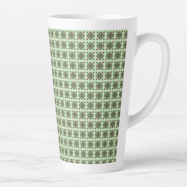 Taza De Café Latte Patrón de Mandala Floral (Derecha)