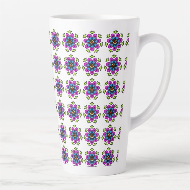 Taza De Café Latte Patrón de Mandala Floral (Derecha)
