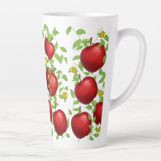 Taza De Café Latte patrón de manzanas Frutos (Derecha)