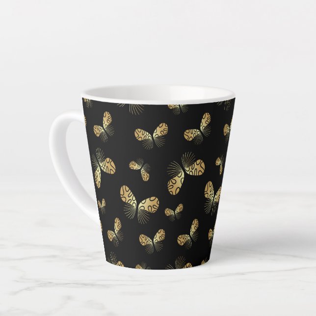 Taza De Café Latte patrón de mariposa mosca Latte Mug (Ángulo izquierdo)