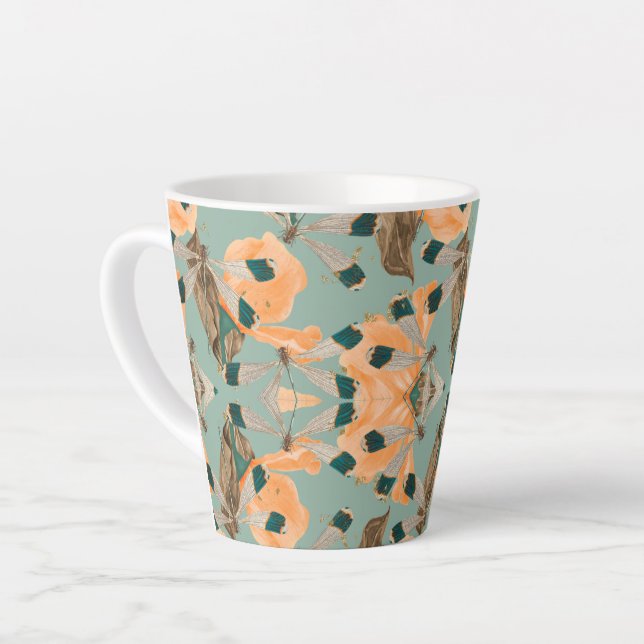 Taza De Café Latte patrón de mariposa mosca Latte Mug (Ángulo izquierdo)