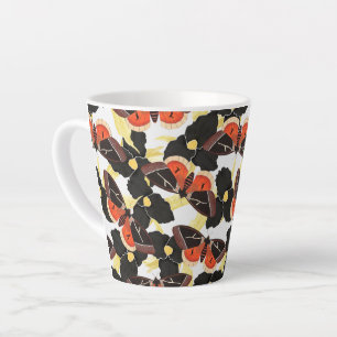 Taza De Café Latte patrón de mariposa mosca Latte Mug