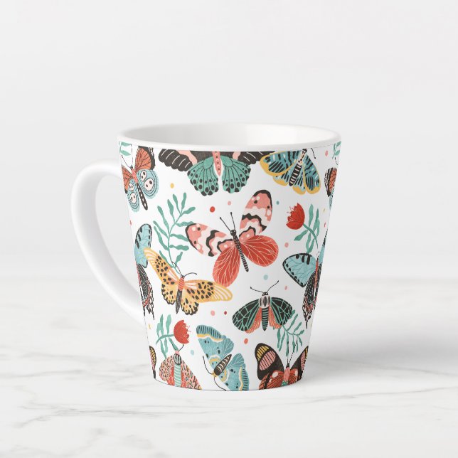 Taza De Café Latte Patrón de mariposa moscal (Ángulo izquierdo)
