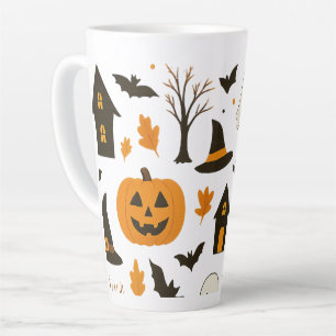 Taza De Café Latte Patrón de miedo de Halloween - Festividad y miedo