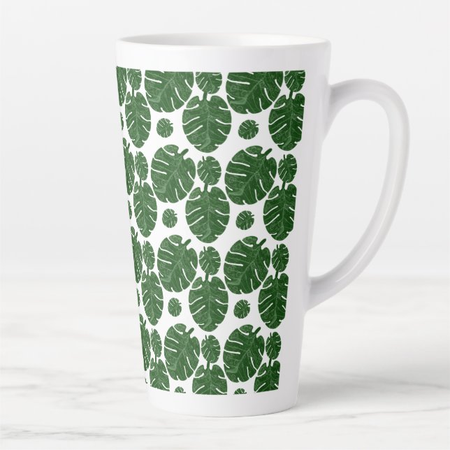 Taza De Café Latte patrón de Monstera (Derecha)