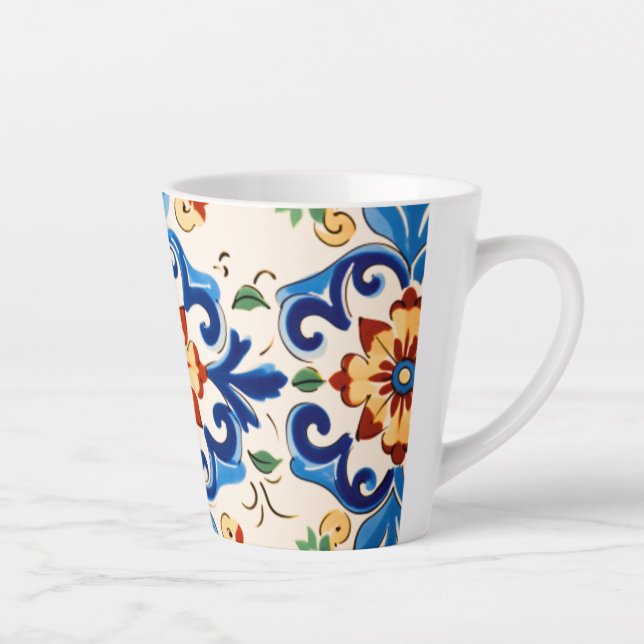 Taza De Café Latte Patrón de mosaico siciliano (Derecha)