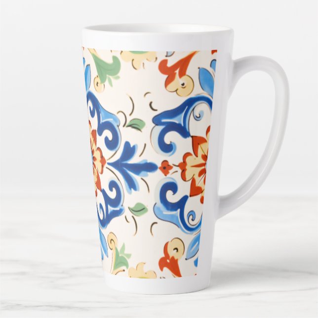 Taza De Café Latte Patrón de mosaico siciliano (Derecha)