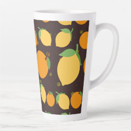 Taza De Café Latte Patrón de naranjas y limones