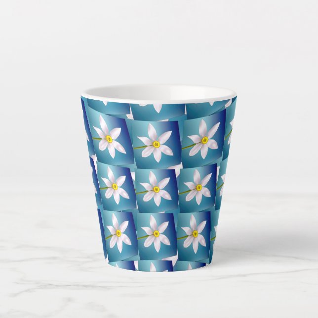 Taza De Café Latte Patrón de Narciso Blanco (Anverso)
