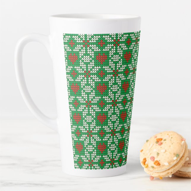 Taza De Café Latte Patrón de Navidad tejido (In situ)