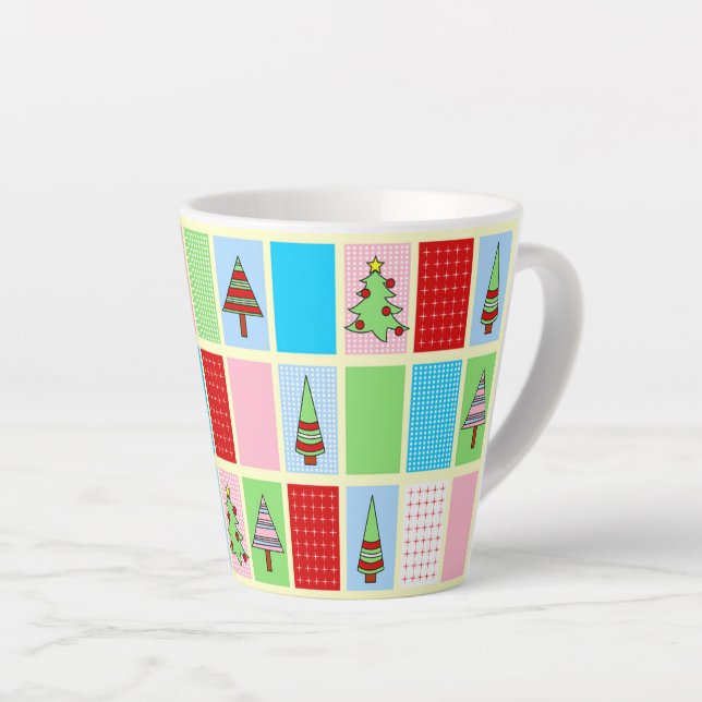Taza De Café Latte Patrón de Navidades coloridos (Ángulo derecho)